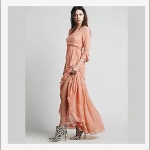 Free People White Romance Maxi in Coral